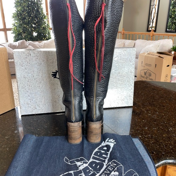 Free bird JASPER BLACK CROCO boots freebird size 10 - Picture 3 of 9